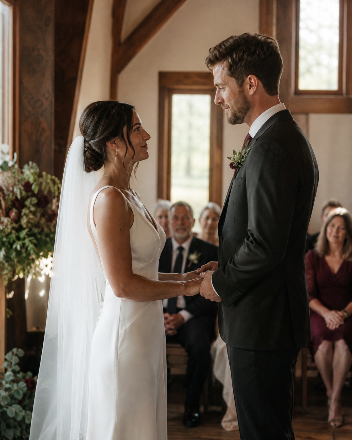 AI-generated concept showing the intended documentary style for a chapel wedding